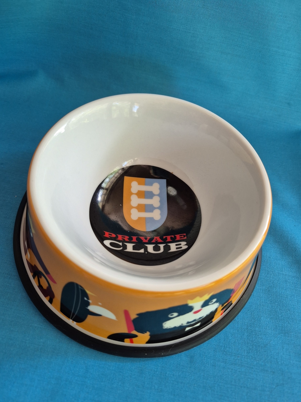 Private Club Dog Bowl Stoneware Non Slip Ring Water Food by Julien Chung
